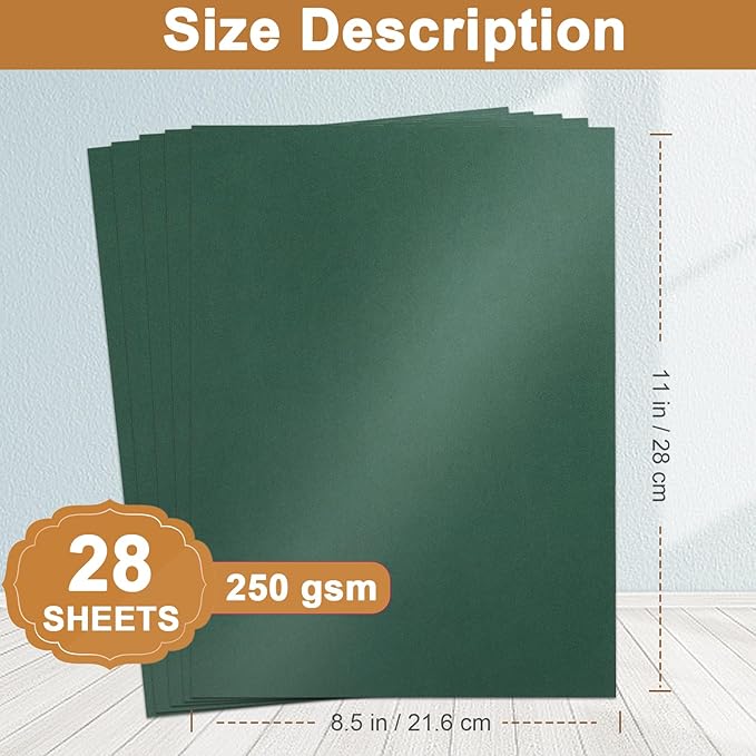 28 Sheets Christmas Green Shimmer Cardstock 8.5 x 11 Craft Paper, 92lb Premium Paper Card Stock for DIY Cards Making, Anniversaries, Wedding Invitations, Greeting Cards-DeskLoop Office
