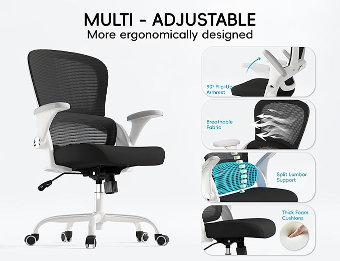 TRALT Beige Gaming Chair - Ergonomic Office Chair with Back Support, Home Office Desk Chairs, Computer Chair, 330lbs Wide Seat Big and Tall Office Chair for Professionals (White Black)-DeskLoop Office