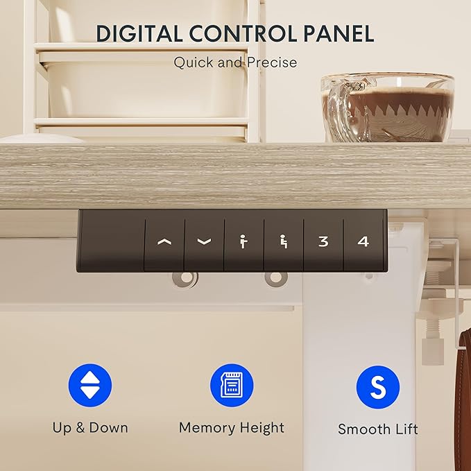 FLEXISPOT EN2 Whole-Piece Standing Desk with Clamp Power Strip, 48 x 24 Electric Stand Up Height Adjustable Desk with Cable Management (White Frame + 48" White Wood Grain Desktop)-DeskLoop Office