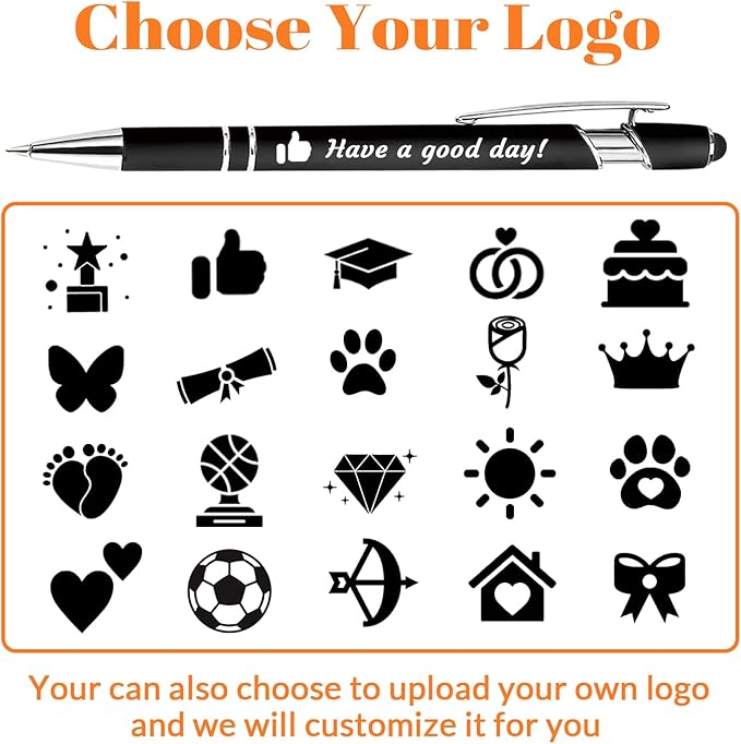 Personalized Ballpoint Pens Bulk with Stylus, Custom Pen Engraving Name Logo Text, Gifts for Business School Christmas Birthday Office Graduation-DeskLoop Office