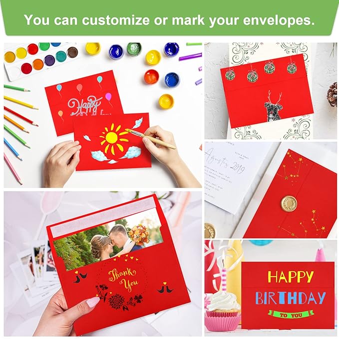 70 Packs A4 Envelope, Red A4 Envelopes, 4x6 Photo Envelopes for Invitations, Envelopes Self Seal for Weddings, Baby Shower, Photos, Postcards, Greeting Cards, Mailing-DeskLoop Office
