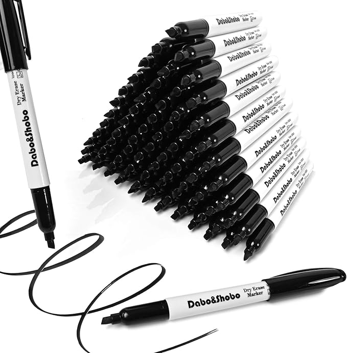 Dabo&Shobo Dry Erase Markers, (80 Count, Black,Chisel Tip)-White Board Markers/Pens ,Very Suitable for Writing on The School、 Office 、Home Dry Erase whiteboard Mirror Glass…-DeskLoop Office