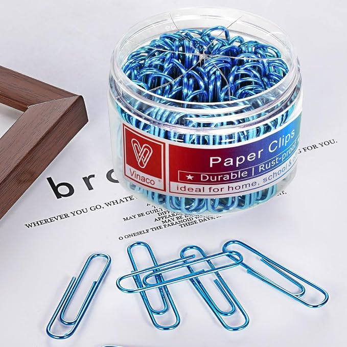 Vinaco Blue Paper Clips, 1.3" & 2" Paper Clips, Durable & Rustproof - Image 6