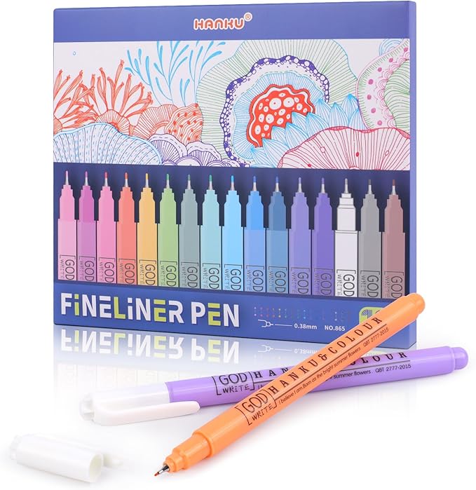 0.38mm Fine Point Pen,16 Pack Colored Fineliner Bible Pens No Bleed Through,Extra Fine Tip Marker Pens for Bullet Journaling,Planner,Coloring,Bible Study Back to School Office Supplies-DeskLoop Office