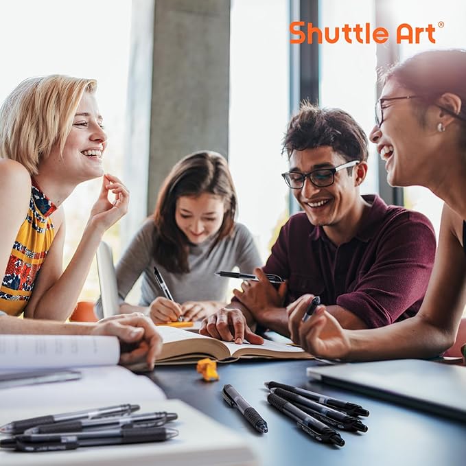 Shuttle Art Black Gel Pens, 70 Pack Retractable Medium Point Rollerball Gel Ink Pens Smooth Writing with Comfortable Grip for Office School Home Work-DeskLoop Office