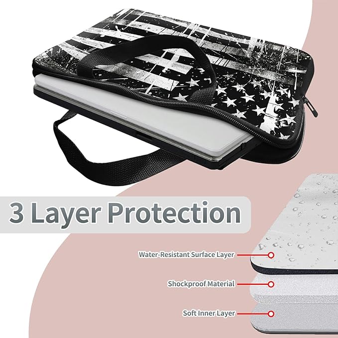 Laptop Sleeve Case Bag 15 inch, Retro Dirty Flag Slim Carrying Case Durable Handbag Travel Laptop Bag for 15 inch MacBook Air M3/M2/15 Pro/Surface Laptop 7/6/5/4/3/ Dell XPS 15 Plus
