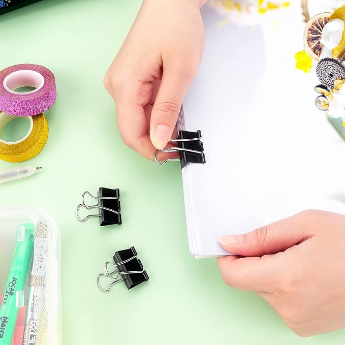 ZZTX Black Binder Clips Paper Clamps Clips Small Size, 1.0 Inches, 36 Pack - Image 7