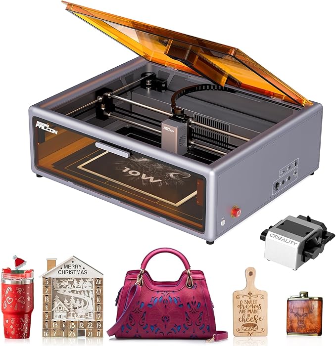 Creality Falcon A1 10W Laser Engraver, Enclosed Laser Cutter with Air Assist, HD Camera Positioning, Beginner-Friendly, Class 1 Safety Laser Engraving Machine for Wood and Metal, Acrylic-DeskLoop Office