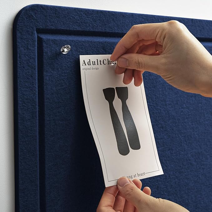 Large Bulletin Board - 48 x 36 Inches, Decorative Felt Pin Board for Wall - 4' x 3' Foldable Photo Display Board with Self-Adhesive Tape, Includes 20 Push Pins - Dark Blue-DeskLoop Office