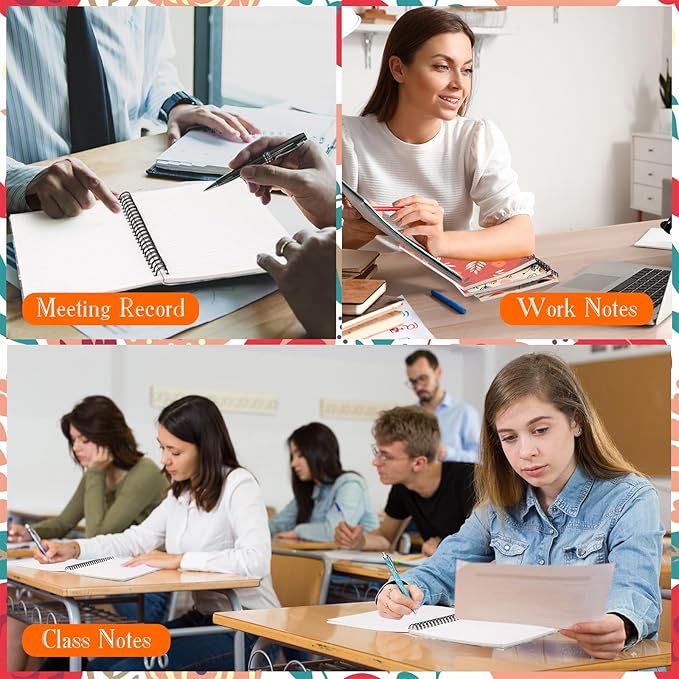 Fuutreo 12 Pcs Spiral Notebook for Work A5 8.3 x 5.7 Inch College Ruled Spiral Journal Notebook Kraft Cover Ruled Paper, 12 Color, 60 Sheets, 120 Pages for Office School(Floral Color)-DeskLoop Office