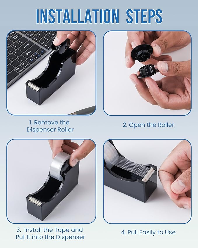 Lichamp Bulk Tape Dispenser with Refill Rolls, 120pc Clear Tape Rolls with 10pc Desk Dispenser for Office and School, 3/4 x 1000 Inches-DeskLoop Office