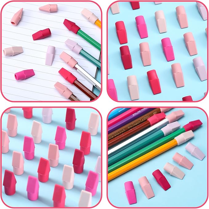 240 Pcs Pencil Top Erasers Cap Bulk Cute Pencil Toppers Erasers School Office Supplies for Students Teachers Art School Office Classroom Supplies(Pink)-DeskLoop Office