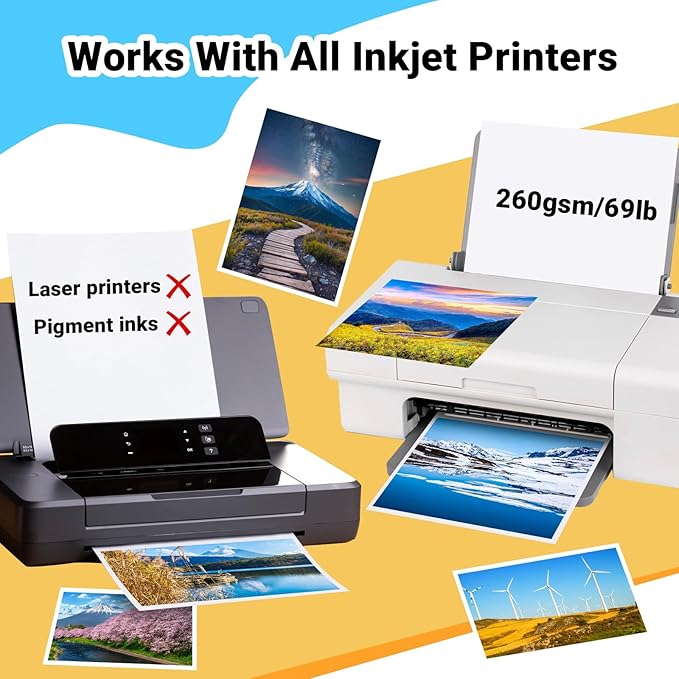 TECKWRAP Glossy Photo Paper 8.5" x 11", Inkjet Photo Paper 260gsm/69lb, Works with Inkjet Printer, Instant Dry, 20 Sheets, Professional Standard-DeskLoop Office