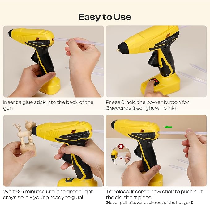 Caydo Cordless Hot Glue Gun, Portable Glue Gun, 2200mAh Type-C Rechargeable and Fast Heating, Heat Glue Gun Kit with 10PCS Glue Sticks for DIY Arts, Home Repairs, Crafting and Gift Making-DeskLoop Office