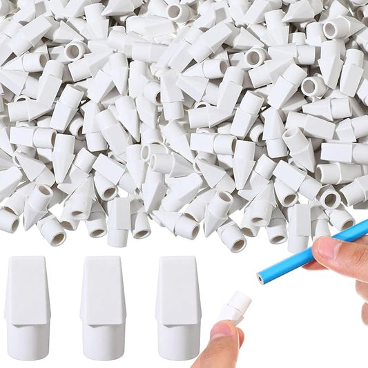Crtiin 1000 Pcs Pencil Top Erasers Bulk Caps for Pencils Chisel Shape Erasers Toppers Classroom Party Favors Games Prizes Funny Pencil Eraser Cap for Kids Studying Supplies Home Office(White)-DeskLoop Office