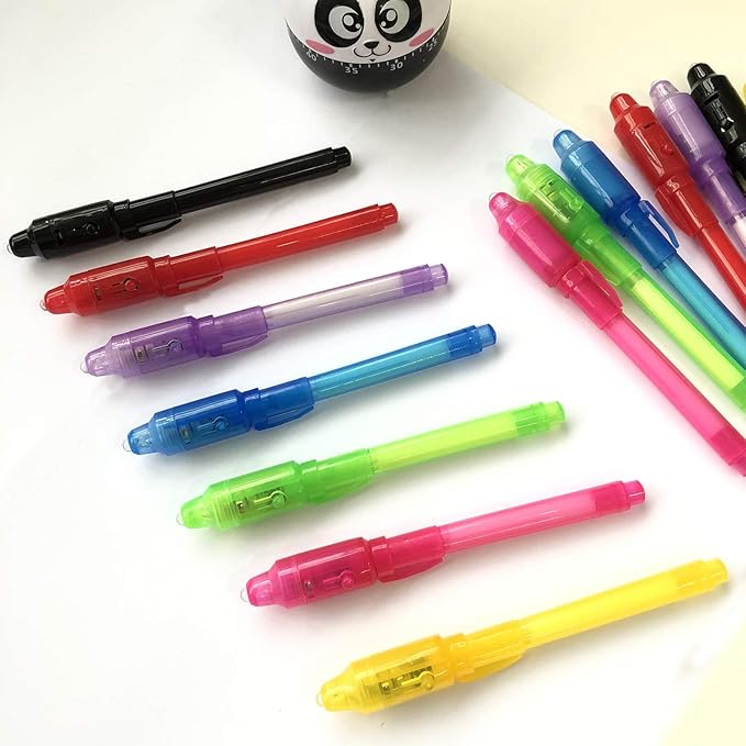 SCStyle Invisible Ink Pen 10Pcs Latest Spy Pen with uv Light Magic Spy Marker Kid Pens for Secret Message and Birthday Party,Writing Secret Message for Easter Day Halloween Christmas Party Bag Gift-DeskLoop Office