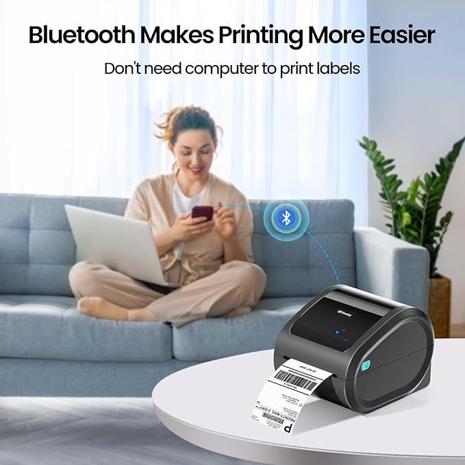 Bluetooth Thermal Label Printer 4x6 - D520BT Thermal Shipping Label Printer for Small Business, Wireless Label Printer with Built-in Label Holder, Compatible with USPS, Shopify-DeskLoop Office