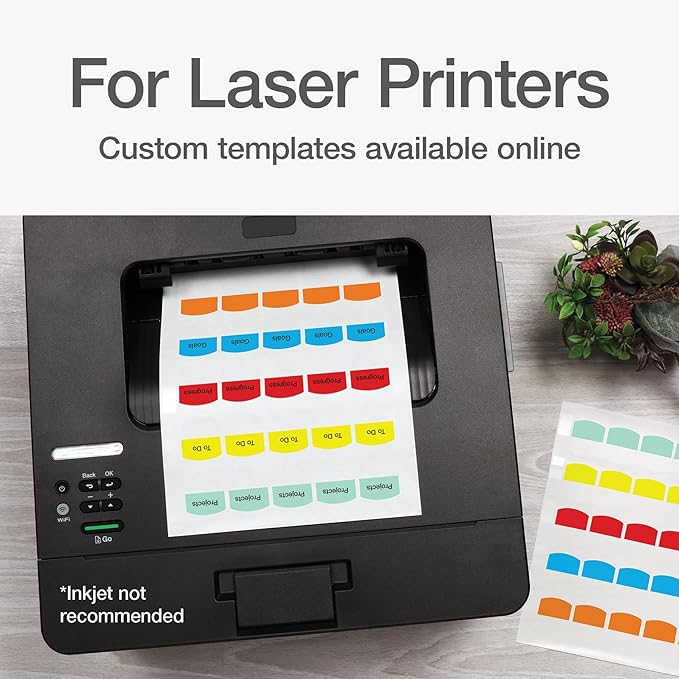 Redi-Tag Laser Printable Tabs, Permanent Index Tabs, Customizable Adhesive Labels, 5 Assorted Colors: Yellow, Red, Blue, Green, Orange, 1.125" x 1.25", 375 Per Pack (B39020)-DeskLoop Office