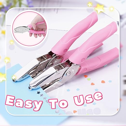 UCEC Heart+Star Hole Punchers, Hole Puncher Single, Handheld Paper Hole Punches, 1/4" Heart Star Hole Punch of School Supplies Metal Hole Punch Tool with Soft-Handled for Clothing Ticket DIY Craft-DeskLoop Office