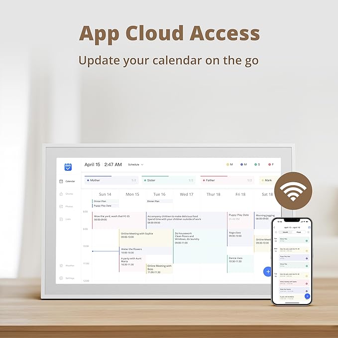 Dragon Touch 15.6" Digital Calendar Chore Chart – 1080P Full HD Interactive Touchscreen, Smart Family Planner, Hearth Display Digital Calendar Wall & Desk Mountable for Seamless Scheduling-DeskLoop Office