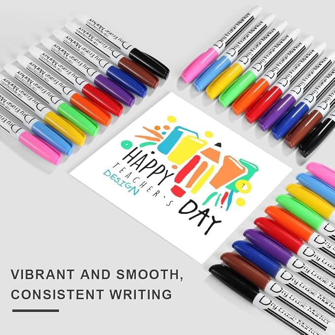 Volcanics Dry Erase Markers Low Odor Fine Whiteboard Markers Thin Box of 125, 10 Colors-DeskLoop Office