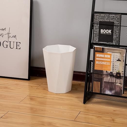 12L Trash Can Wastebasket Plastic Trash Bin Garbage Container Rubbish Can Paper Basket Office Organizer for Bedroom Home Office, 6 White-DeskLoop Office