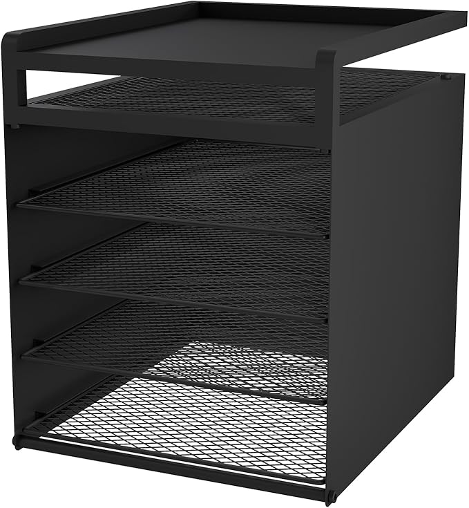 Aothia Desk Organizer with 4 Sliding Trays – Metal File Organizer for Desktop, Hanging Under Desk Organizer and Paper Tray Shelf, Space-Saving Office Document Sorter, Black-DeskLoop Office