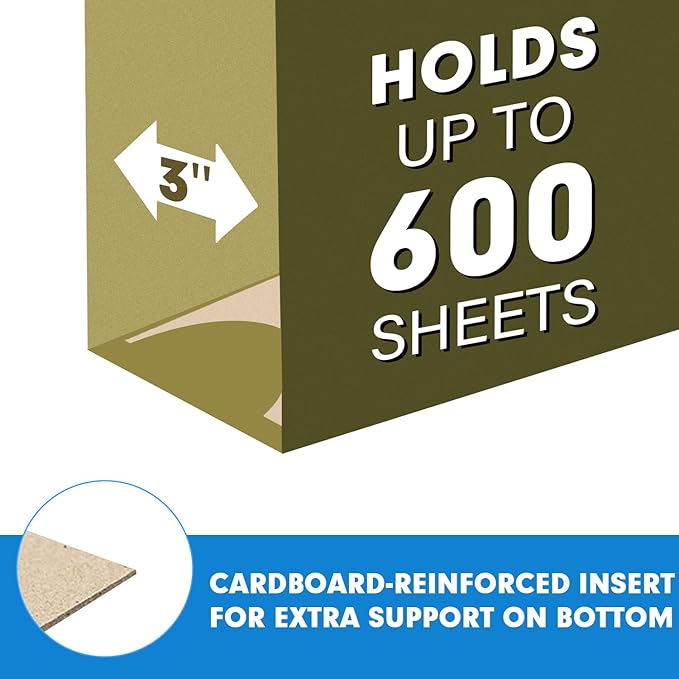 Extra Capacity Hanging File Folders, RAZCC 30 Pack Letter Size Reinforced Hanging Folders with Heavy Duty 3 Inch Expansion for Bulky Files, Filing Cabinet, Adjustable Tabs, Green-DeskLoop Office
