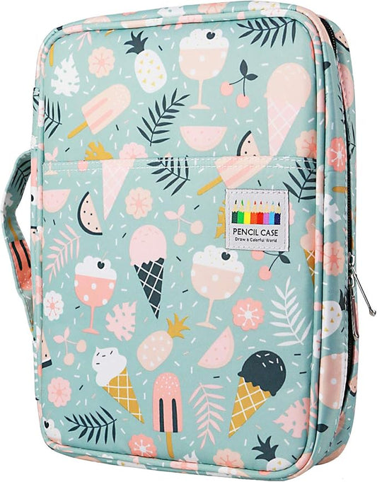 YOUSHARES Colored Pencil Case 166 Slots Pen Case Organizer With Handy Wrap & Zipper, Multilayer Holder for Prismacolor Colored Pencils & Gel Pen (Ice-Cream)-DeskLoop Office