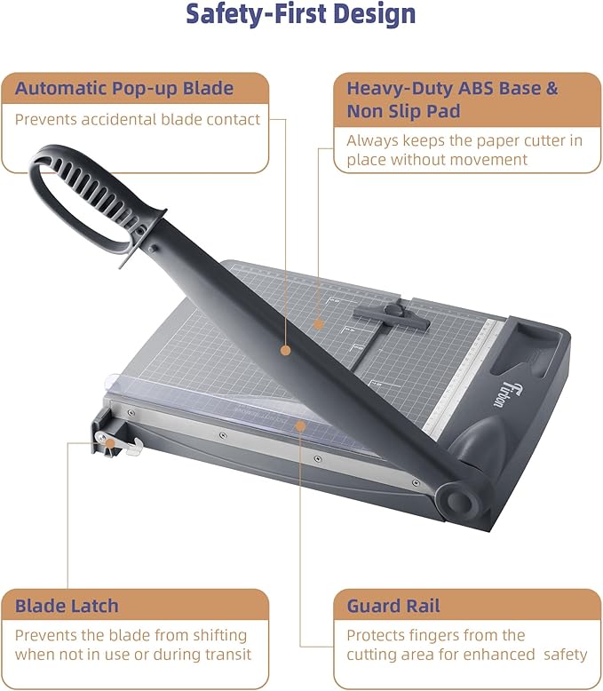 Firbon 12" Guillotine Paper Cutter, Heavy Duty 30-Sheet Capacity Trimmer for Cardstock, Photos, Scrapbooking, Office, Classroom, Studio (Gray)-DeskLoop Office