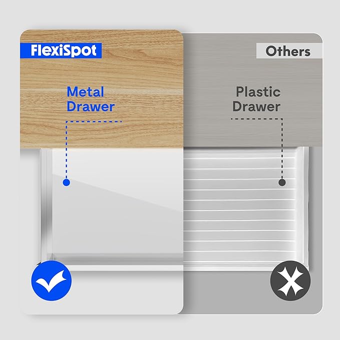 FLEXISPOT Electric Glass Standing Desk with Drawer Desktop & Adjustable Frame Quick Install w/USB Charge Ports, Child Lock (White, Glass)-DeskLoop Office