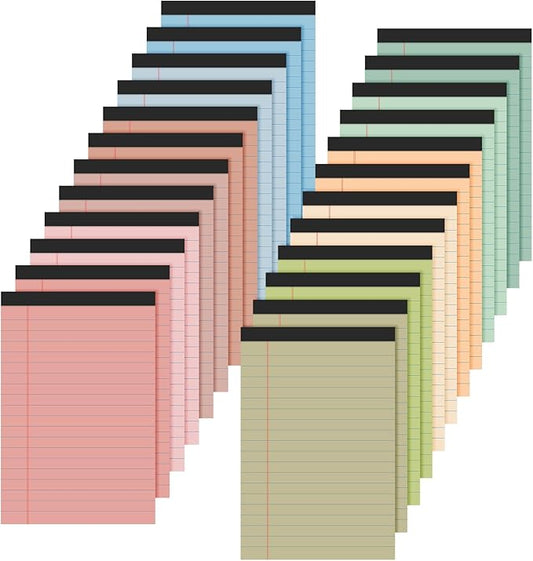 Lincia 24 Pcs 12 Pcs 5" x 8" Small Legal Pads Colored Lined Note Pads Narrow Ruled Writing Notepads 50 Sheets Per Micro Paper Notebook Lined and Perforated for College Office Supplies (Earthy Colors)-DeskLoop Office