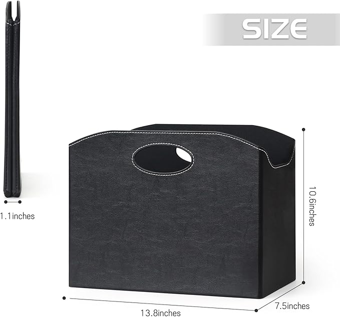 EZDeco Magazine Holder Foldable Magazine Rack Floor PU Leather File Holder Newspaper Book Storage Basket Document File Folder Organizer for Office Home-DeskLoop Office
