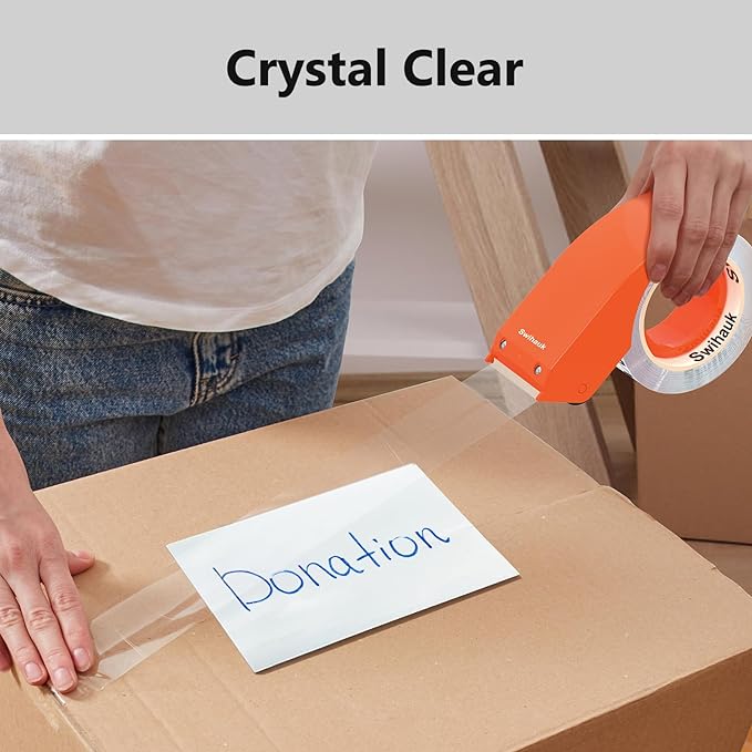 Swihauk 1.88 in x 66.6 YDs Heavy Duty Packing Tape with Dispenser, Strong & Durable Shipping Tape, Packaging Tape, Clear Package Tape for Shipping Moving Storage and Mailing, 6 Roll + 2 Dispenser-DeskLoop Office