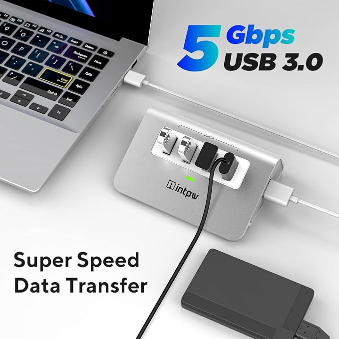 USB 3.0 Hub,Aluminum 4 Port USB Data Hub 3.0 Multi USB Port Expander Dongle USB Extension Multiport Adapter with 3.3ft Cable USB Splitter for Laptop, PC/Xbox/Flash Drive/Printer/Camera/Keyborad/Mouse-DeskLoop Office