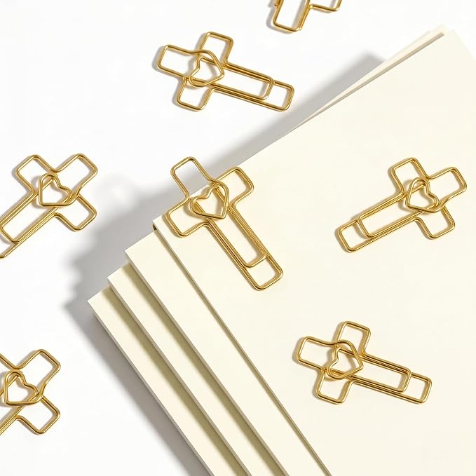 150 PCS Gold Heart Cross Paper Clips, Journaling, Church Events, Teacher - Image 7