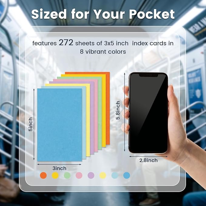 Koogel Index Cards 3x5 Inch, Colored Flash Card - Image 7