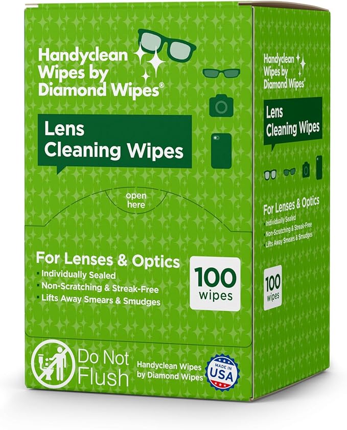 HandyClean Pre-Moistened Lens Cleaning Wipes, Eyeglass Wipes, Screen Wipes, 100 ct of 6 x 5 inches Individually Packed Lens Cleaner Wipes-DeskLoop Office