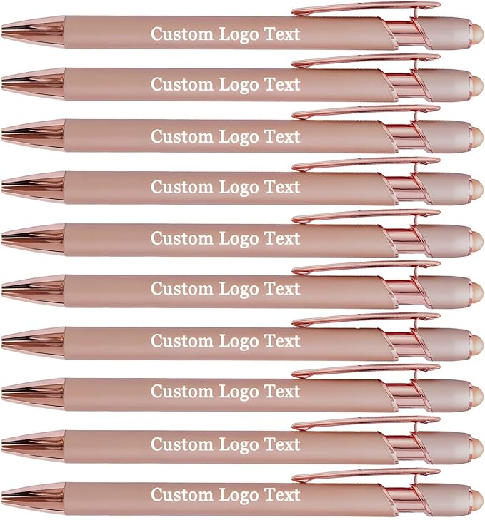 Custom Engraved Ballpoint Pens Bulk, Personalized with Name/Logo, Black or Blue Ink, Smooth Writing for Office, School, Business, Church, Reunion Rose Gold 50 Pcs-DeskLoop Office