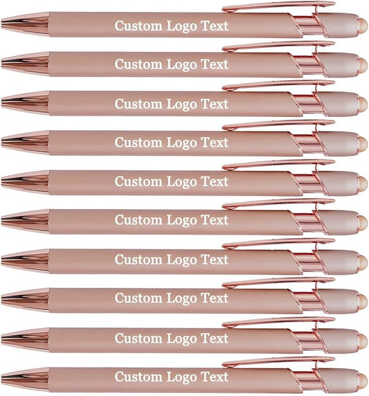 Custom Engraved Ballpoint Pens Bulk, Personalized with Name/Logo, Black or Blue Ink, Smooth Writing for Office, School, Business, Church, Reunion Rose Gold 20 Pcs-DeskLoop Office