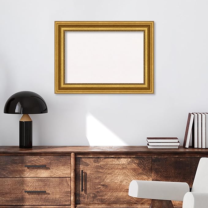 Amanti Art White Cork Board for Wall, 22x30 Vision Board with Gold Frame, Medium Corkboard Office Decor for Home Organization, Traditional Corkboard Pinboard to Display Items for Home Organization in-DeskLoop Office