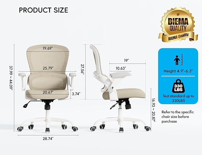 TRALT Office Chair - Ergonomic Office Chair with Back Support, Home Office Desk Chairs, Comfy Desk Chair, Computer Chair, 330lbs Wide Seat Big and Tall Office Chairs for Office Workers (Beige)-DeskLoop Office