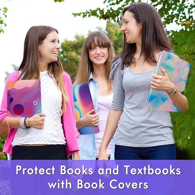 Feela 7 Pack Neon Pattern Jumbo Fabric Book Covers, Washable Durable Reusable Nylon, Stretchable for Hardcover Textbooks & Notebooks up to 9'x11'-DeskLoop Office