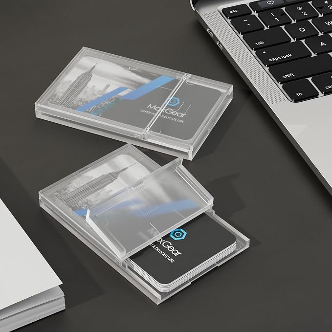 MaxGear Plastic Business Card Holder 3 Pack | Slim Portable Clear Business Card - Image 6