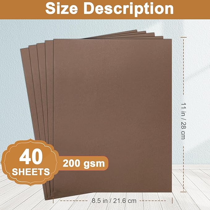 40 Sheets Coffee Color Cardstock 8.5 x 11 Crafts Paper, 200gsm/75lb Premium Dark Brown Card Stock Printer Paper for DIY Cards Making, Greeting Cards, Birthday Decorations, Invitations, Menus-DeskLoop Office