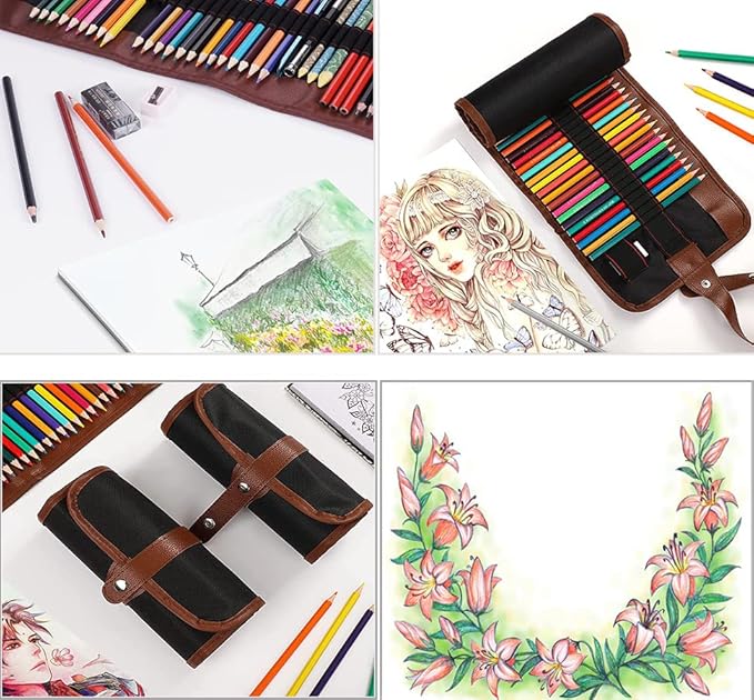 Sketching Drawing Art Pencil Kit-50 Piece Set with 24 Color Pencils for Adult Kid Coloring Books, 14 Graphite 3 Charcoal Erasers Etc., Artist Supplies Ideal for Adult, Kid,Student, Beginner-DeskLoop Office