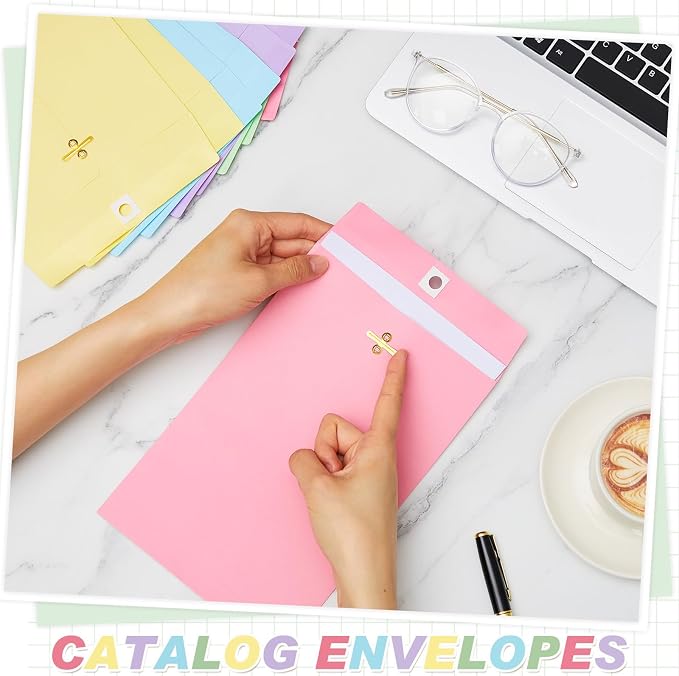 Geyee 100 Pcs Clasp Manilla Envelopes 6 x 9 Inch Gummed Colored Envelopes - Image 6