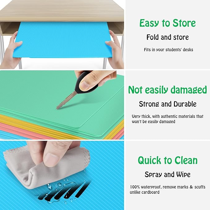 24 Pack Desk Privacy Panel Desk Divider - Pastel Colorful Testing Dividers for Classroom Supplies- Easy Clean Privacy Shields for Student Testing Desk dividers- Includes Extra Labels-DeskLoop Office