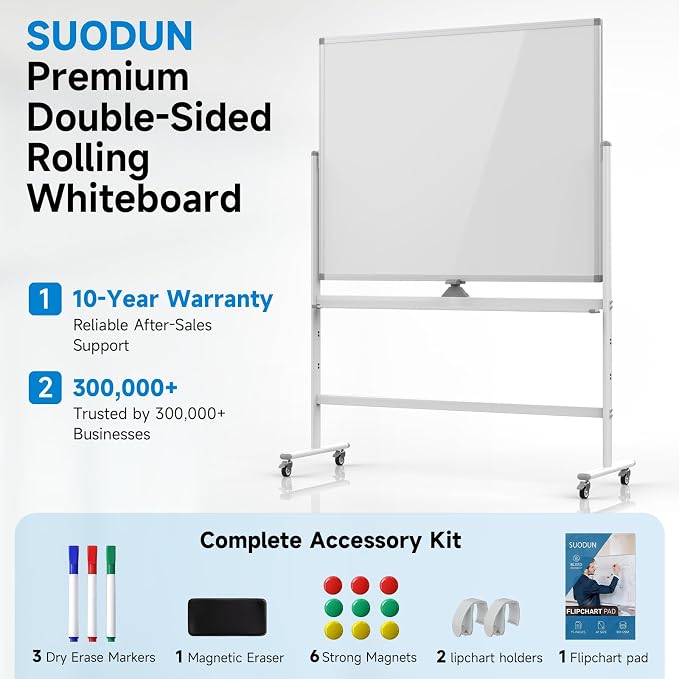 Rolling Whiteboard 60"x48" Magnetic Dry Erase Board - Image 8