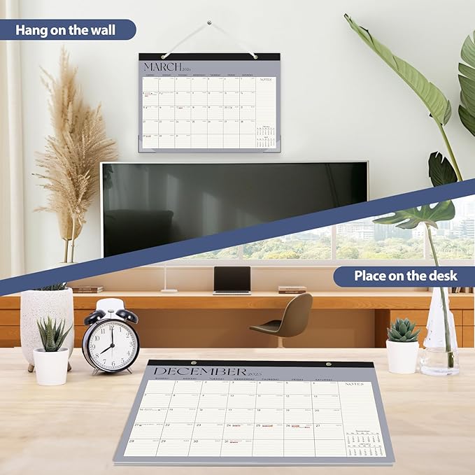 Desk Calendar 2025-2026, Monthly Desktop Large Calendar (July 2025 - December 2026) 17" x 12" Desk Wall Planner for Family Office Teacher School, Blue-DeskLoop Office